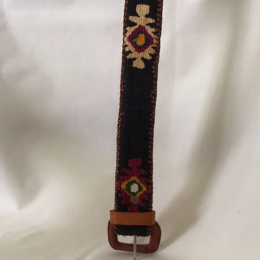 Black Leather/Corduroy Belt - Picture 2 of 4